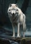 Majestic White Wolf: A Digital Illustration of Graceful Stalking