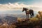 Majestic wild mustang horse atop a mountain range