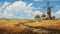 Majestic Windmill In Graphic Novel Style: Animecore Prairie Painting