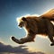 A majestic winged lion soaring through a cosmic sky, its mane trailing behind like stardust3, Generative AI