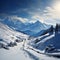 Majestic winter mountains adorned in snow create breathtaking scenic beauty