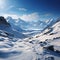 Majestic winter mountains adorned in snow create breathtaking scenic beauty