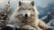 Majestic wolf in arctic forest, gazing at camera with beauty generated by AI