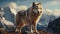 Majestic wolf in arctic landscape, watching nature beauty generated by AI