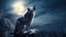 Majestic Wolf Howling at the Moon, AI Generated