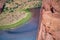 Majesty of Horseshoe Bend Canyon, giant rocks and Colorado River in summer season