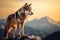 majesty of a wolf perched on a rock, overlooking a vast and breathtaking landscape.