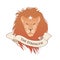 Major Arcana Emblem Tarot Card. The Strength. Lion head with star, isolated on white background