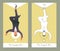 Major Arcana Tarot Cards. Stylized design. The Hanged Man. Man in a suit hanging by one foot upside down