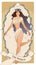 Major Arcana Tarot Cards.The World. Beautiful dancer girl, with long hair, dancing through a garland of flowers