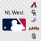 Major League Baseball MLB. National League NL. NL West. San Diego Padres, Arizona Diamondbacks, San Francisco Giants, Los Angeles