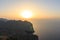 Majorca Lighthouse mountain sunset in Palma island