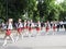 Majorettes in the marching parade contest during National championship of Czech Republic