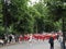 Majorettes in the marching parade contest during National championship of Czech Republic