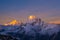 Makalu fifth highest mountain in the world at 8481m (left) and Chamlang 7319m (right) shot from Mera peak