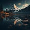 Makalu Night Landscape: Surreal Collage Of Mountains Reflected In Water