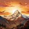 Makalu Sunrise: Detailed Comic Book Art Of A Mountain Landscape