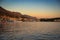 Makarska resort coastline panorama at sunset Croatia, tourist holiday destination
