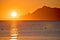 Makarska riviera idyllic sunset and Biokovo mountain view