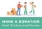 Make donation to help doctors and nurses vector poster design. Volunteer or courier deliver humanitarian aid.