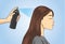 Make hair styling with hair spray