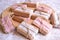Make at home small gifts rustic style wrapped soaps brown white pink colors