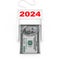 Make Money in 2024 New Year Concept. Money Maker 2024 New Year Machine with Dollars Banknote. 3d Rendering