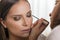 Make up artist applying eyeliner on eyelids