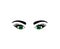 Make-up beautiful green woman eyes with eyebrow isolated on white background for beauty salon logo design