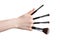 Make-up brush cosmetic in female hand beautician is