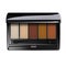 Make-up color eyeshadow palette with applicator. Open makeup eye shadow kit container top view. Realistic vector illustration