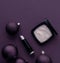 Make-up and cosmetics product set for beauty brand Christmas sale promotion, luxury plum flatlay background as holiday design