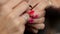 Make Up Making Red Nails Glossy