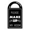 Make up room door tag icon, simple style