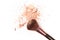 Make-up three brushes and crushed powder isolated on white background