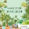 Make your home green plants vector poster illustration. Plants, cactus, monstera succulents for home garden and