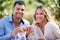 This makes planning our weekend getaways a breeze. Portrait of a young couple using a digital tablet while eating