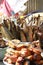 A makeshift stall of dried fish at a street market in Accra, Ghana