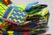 A makeshift stall kente cloth wallets at a street market in Accra, Ghana
