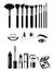 Makeup artist Brushs and tools. Lips, nails and eye. Vector illustration elements set on white