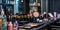 a makeup artist\\\'s workplace, decorative cosmetics, makeup brushes on a cosmetic table,