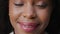 Makeup, black woman and portrait of optimistic face and joyful smile with exciting news closeup. Hope, motivation and