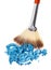 Makeup brush with blue crushed eye shadow