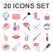 Makeup and cosmetics cartoon icons in set collection