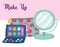 Makeup cosmetics product fashion beauty cosmetic bag mirror eyeshadow palette brush