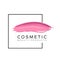 Makeup design template with place for text. Cosmetic Logo concept of liquid nail polish and lipstick smear strokes.