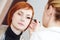 Makeup eye mascara application