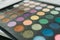 Makeup eyeshadow palette. Multicolored palette of shadows. Eyeshadow palette with top colors for makeup