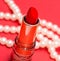 Makeup Lipstick Represents Beauty Product And Cosmetic