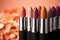 Makeup palette Array of matte lipsticks, perfect for beauty concepts